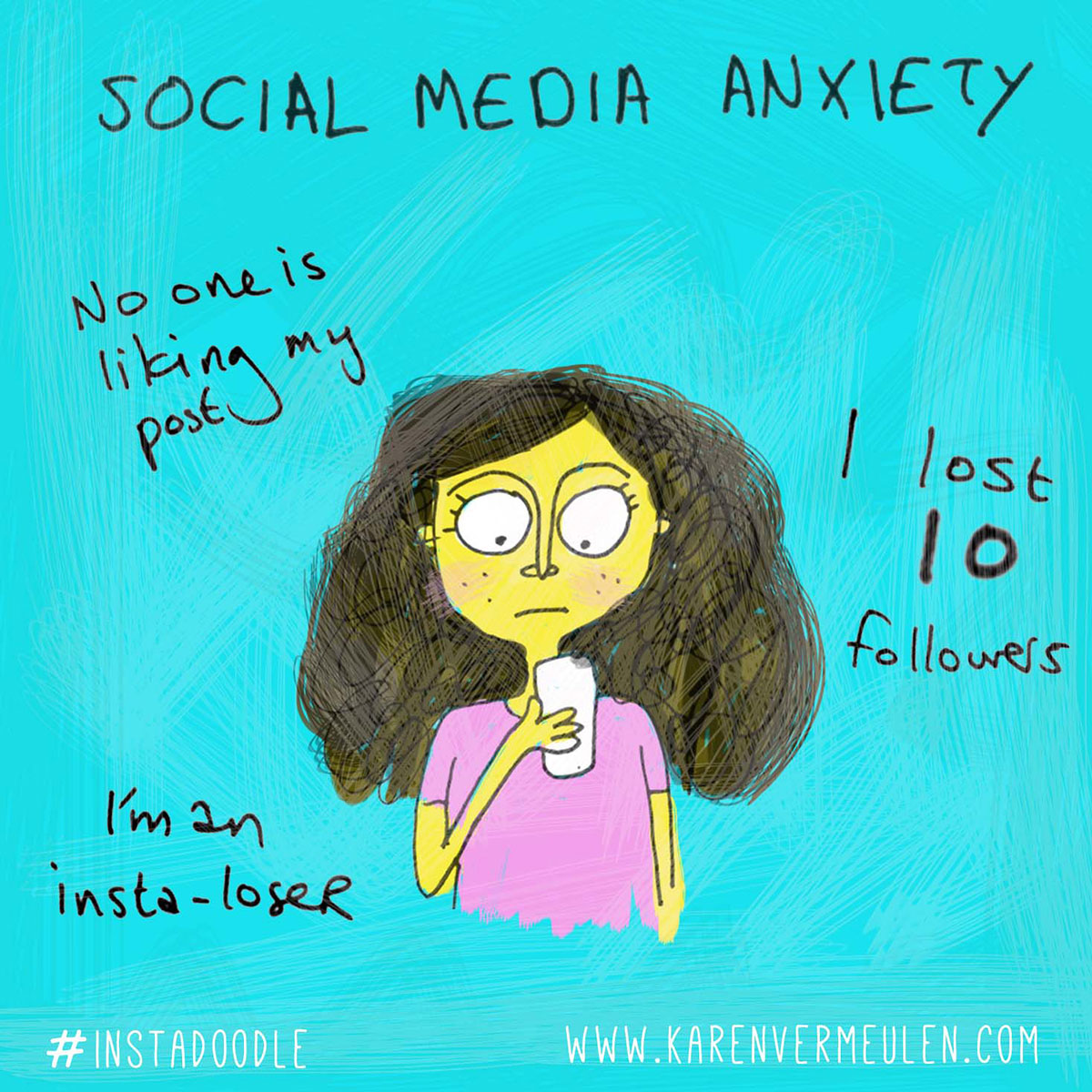 Social Media Anxiety - Cartoon Illustrations | Karen Vermeulen